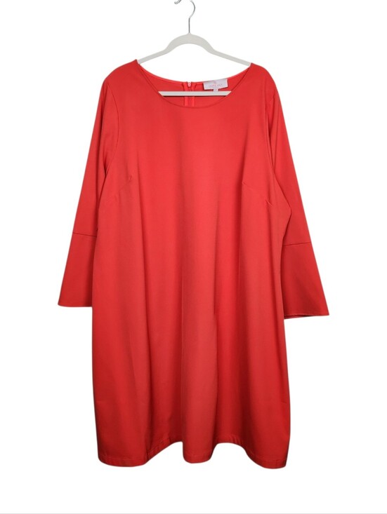 Laurie Felt Dresses & Skirts - Laurie Felt Orange Bell Sleeve Scuba Stretch Dress Boatneck Womens Size 2X